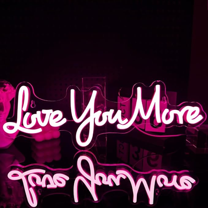 Love You More Neon Signs for Wall Decor, Love Neon Sign for Girls Bedroom Decoration, USB Powered LED Neon Light Sign for Wedding Party Birthday Valentine's Day Gift