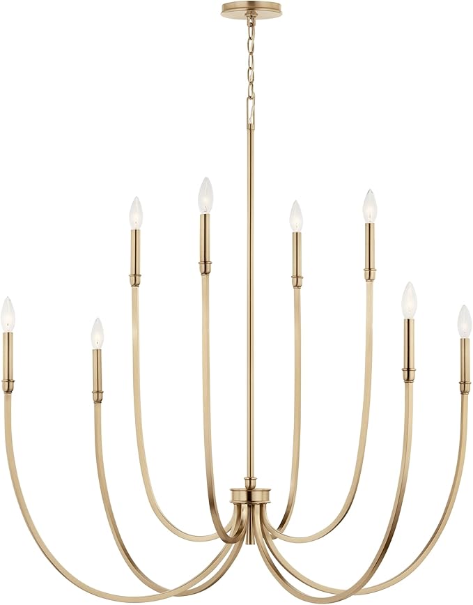 Kichler Malene 8-Light Foyer Chandelier, Updated Traditional Light in Champagne Bronze, Sloped Ceiling Compatible, for Foyer, Dining Room or Living Room (43.5" x 42.25"), 52699CPZ