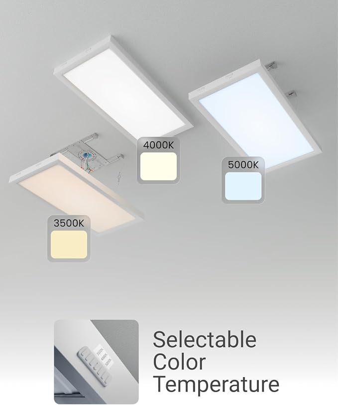 Sunco 10 Pack 1x2 LED Flat Panel Lights 3CCT Selectable, 16-20W, Dimmable | 2000LM, Selectable Wattage 16W/18W/20W, CCT 3500K/4000K/5000K, Office and Drop Ceiling Lighting Troffer Replacement