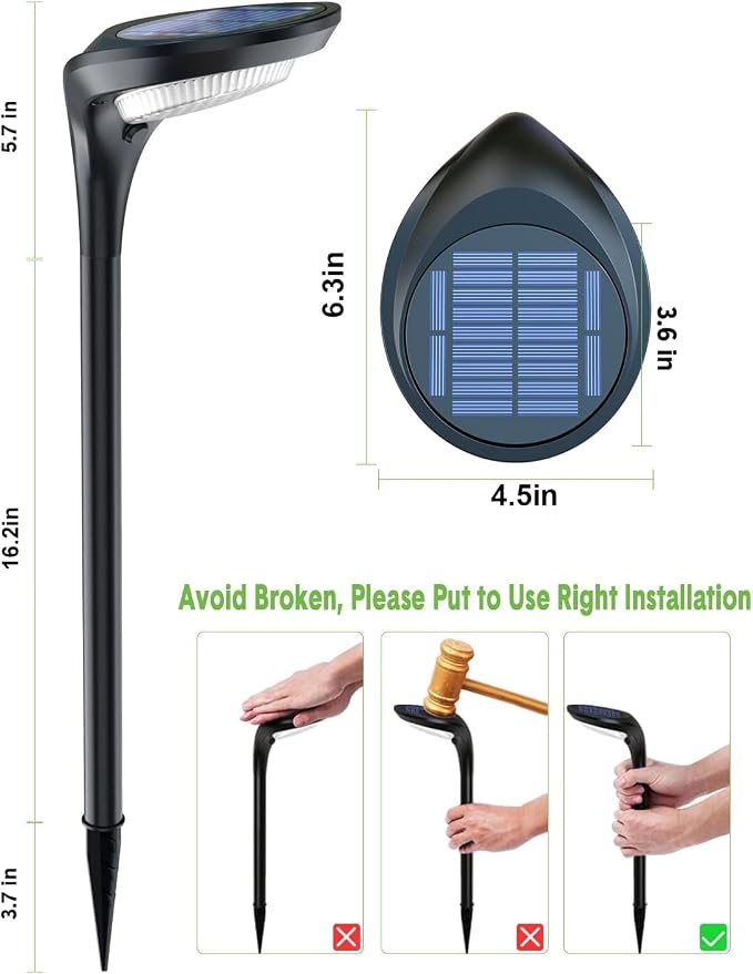 Solar Pathway Lights Outdoor 4 Pack - 150 LM High Bright Solar Lights Outdoor Waterproof IP65, Warm/Cool 2 Color Modes, Landscape Path Light for Walkway Driveway Garden Yard Patio