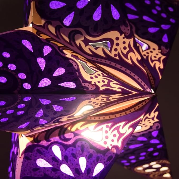 Purple Charm Paper Star Lantern with 12 Foot Power Cord Included