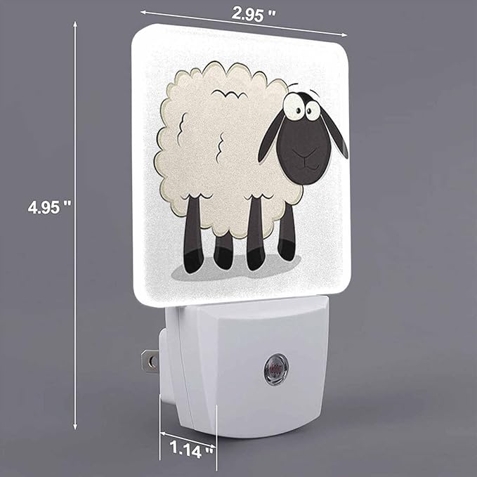 LED Night Light,Cartoon Sheep LED Night Light Plug into Wall with Dusk to Dawn Light Sensor White Energy Efficient Nightlight for Bedroom Bathroom Hallway Living Room Kitchen