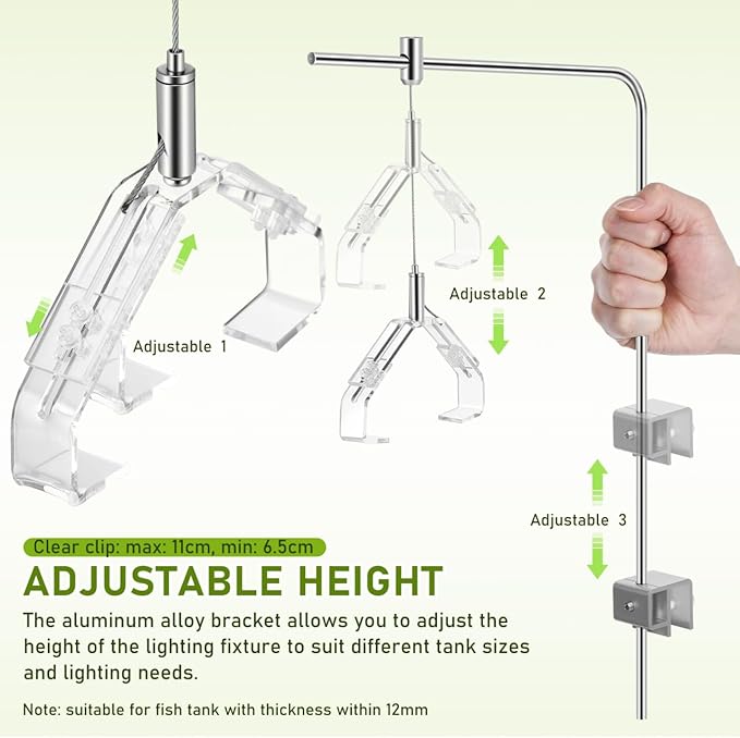 Kisangel 2pcs Aquarium Light Rack Support Stand Aluminum Alloy Adjustable Height Fish Tank Lamp Bracket for Freshwater Saltwater Fish Tank Light Rack