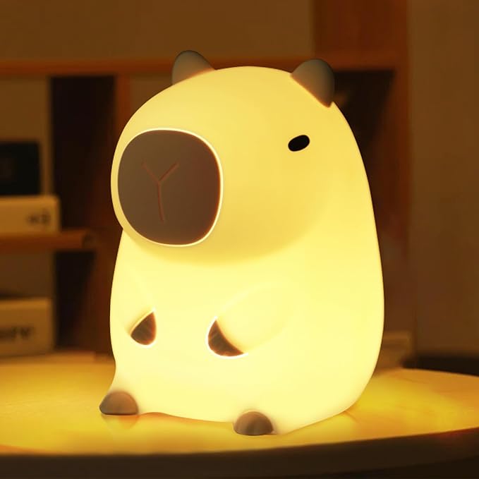 Cute Capybara Gifts, Capybara Lamp, Squishy Animal Night Light with Timer & Dimmer for Bedroom Decor, Silicone Rechargeable Bedside Light for Kids Boys Girls Women Baby Toddler Teens Gifts