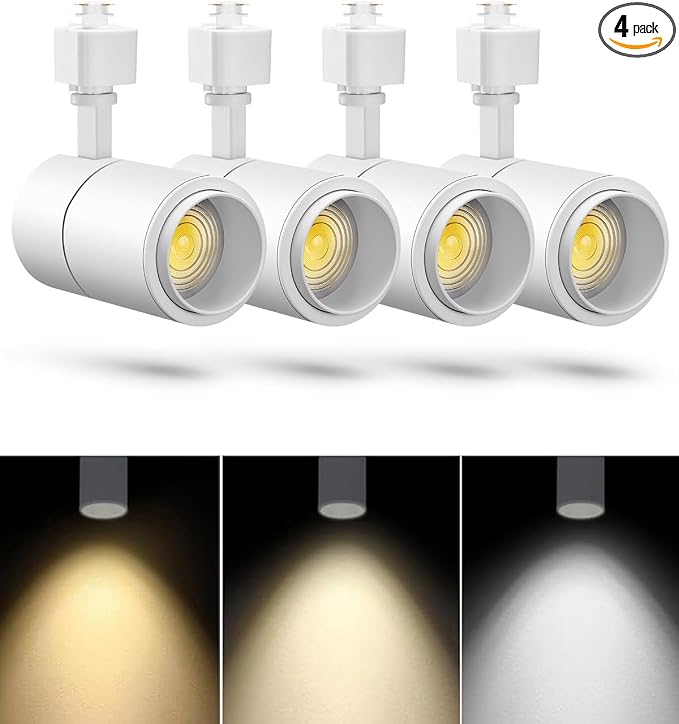 L Type Track Lighting Heads 20W, 3-Color Zoomable, 4 Pack, White | Dimmable | 3000K 4000K 5000K Selectable | Beam Angle Adjustable LED Track Light Heads | 2000lm Bright