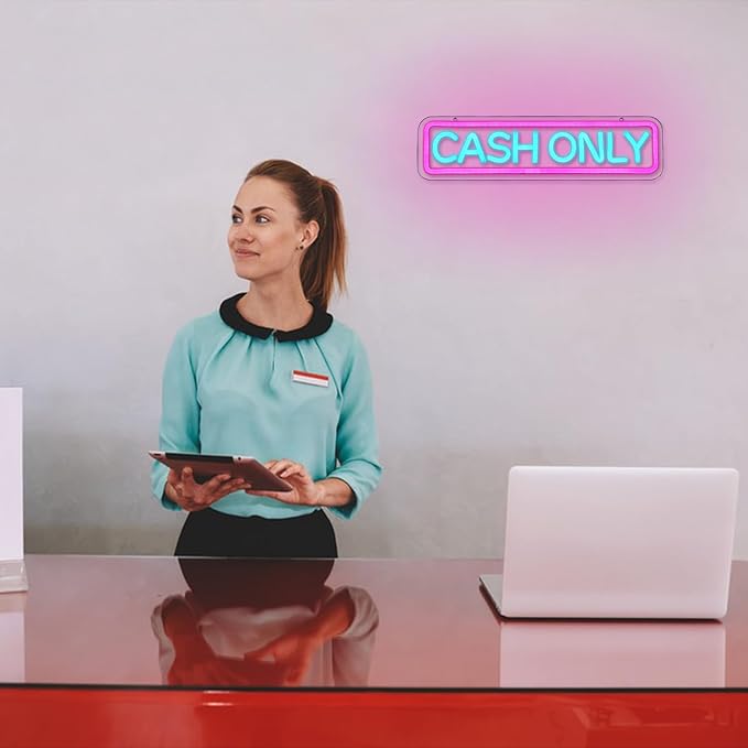 Cash Only Neon Sign For Business Letter Neon Light Signs For Wall Decor LED Neon Lights USB Power For Hotel Pub Cafe Recreation Room