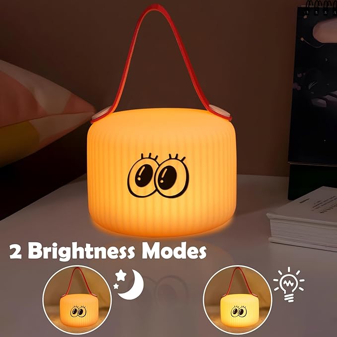 Cute Lantern Night Light, Big Eyes Lantern Night Lamp for Kids Bedroom USB Rechargeable Lamps 2 Brightness Levels, Nursery Bedside Delay-Off Nightlight for Baby Boys Girls Birthday Christmas