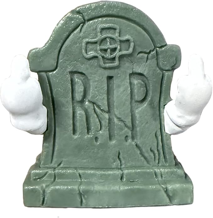 Halloween Mini Tombstones Graveyard Figurine Decorations Spooky Home Desk Ornament Indoor Cute Middle Finger Gestures Figurine Gifts for Halloween Outdoor Indoor Decorations