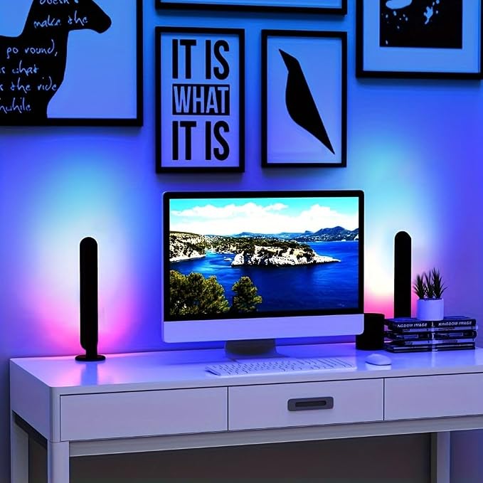 2pcs Smart LED Light, RGB Ambient Light Bars, Rhythm Lamp, Remote and APP Control, Music Sync Backlight for Gaming TV Bedroom, Desktop Lamp with Color Adjustable, timed Control
