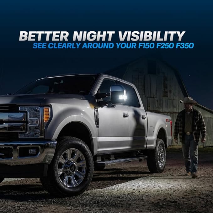 2Pcs Sequential LED Side Mirror Marker Light for Ford F150 2015-2023, F250 F350 F450 F550 Super Duty 2017-2023 Amber Dynamic Blinker Indicator Turn Signal Light White Driving/Running Light Clear Lens