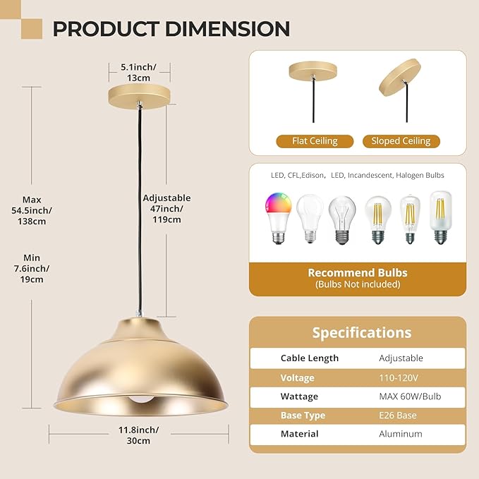Gold Pendant Lights Kitchen Island,Hanging Pendant Light Fixtures,Kitchen Pendant Lighting Over Island