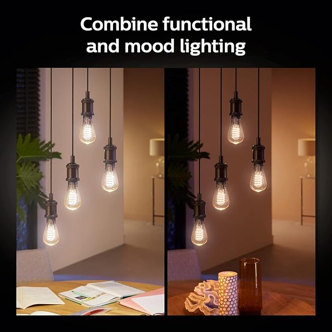 Philips Hue Smart 60W ST23 Filament LED Bulb - White Ambiance Warm-to-Cool White Light - 1 Pack - 550LM - E26 - Indoor - Control with Hue App - Works with Alexa, Google Assistant and Apple Homekit