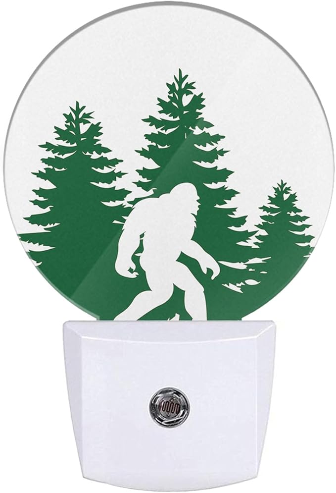 EKOBLA Bigfoot Night Light Ape Sasquatch Bigfoot in Green Woodland Forest Night Lights Plug into Wall Auto Sensor LED Lamp for Bedroom Bathroom Kitchen Corridor