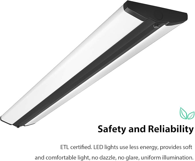 4FT LED Wraparound Light Fixture Ceiling Mount, Ultra Slim 50W LED Garage Light Flush Mount, 4000K Neutral White, 5500 Lumens Office Light, Fluorescent Fixtures Replacement, 4 Pack