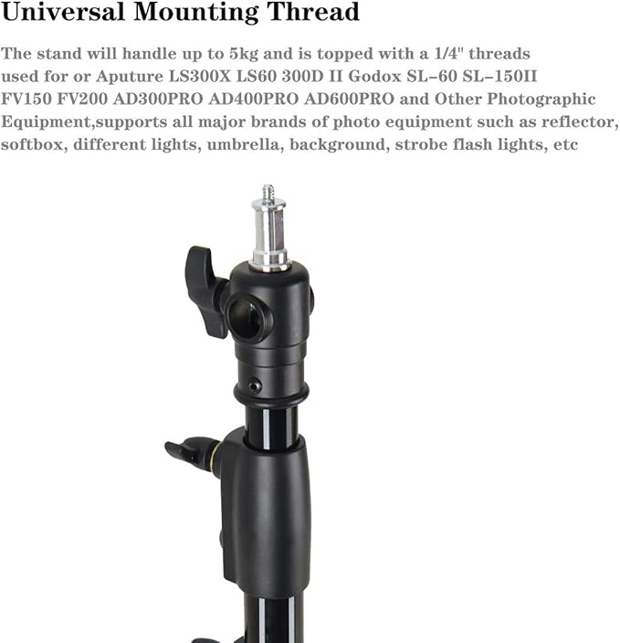 Godox 149 Inches Heavy Duty Aluminum Photography Light Tripod Stand for Aputure Ls60W 300D II Godox SL-60W SL-150II FV150 FV200 AD300PRO AD400PRO Studio Photography Lighting