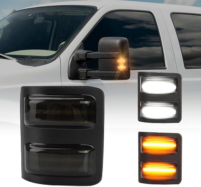 LED Sequential Switchback Side Mirror Marker Lights for 2008-2016 F250 F350 F450 F550 Super Duty, 2 pcs LED Sequential Side Mirror Turn Signal Lamps Assembly - Switchback