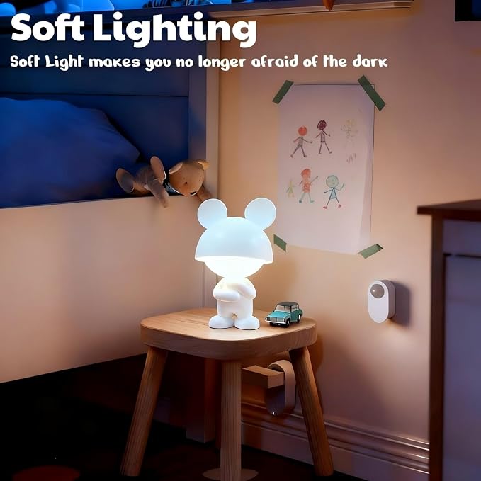 Night Lights for Kids,Rechargeable TableLight,Touch Bedside Lamps,Cordless Dimmable Warm White Light,Baby Nursery,Breastfeeding,Sleep Aid,Cute Mouse Gifts for Newborns Toddlers Boys Girls