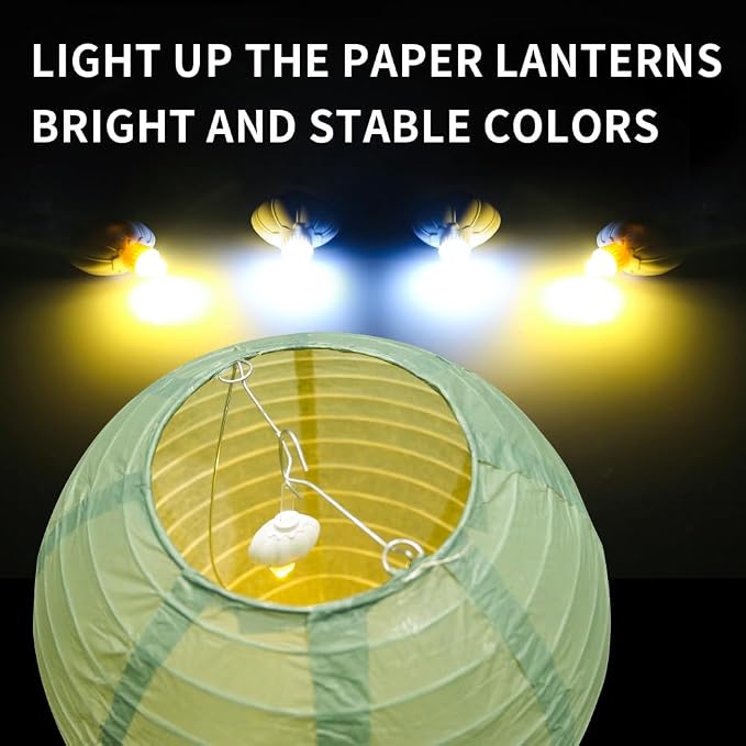 24 Pcs Paper Lantern Lights, Warm White Mini LED Lights | Waterproof, Lasts 36 Hours, Battery-Powered for Wedding Camping Parties Balloon and Floral Decorations
