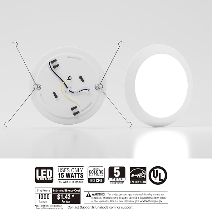 7.5 Inch Disc Light- 1 Pack Dimmable Ceiling Light Fixtures | 5cct LED Lights 2700K/3000K/3500K/4000K/5000K | Flush Mount Ceiling Lights I ETL & UL Certified I LED Lights for Bedoom