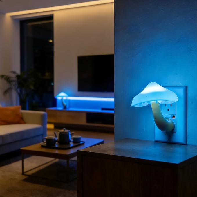 AUSAYE 4 Pack Mushroom Night Light Plug in Sensor Light, Color Changing Lamp LED Nightlights for Kids, Adults, Bedroom, Bathroom,Hallway, Stairs, Kitchen
