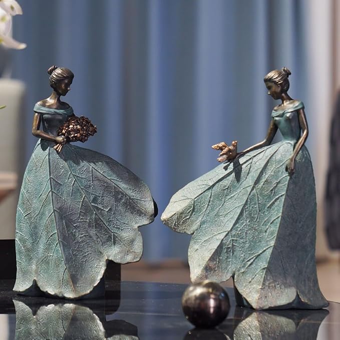 Guichifun Fairy Statue, Leaf Angel Girls, 5.5 x 3.25 x 8 Inch