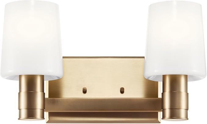 Kichler Adani 2-Light Bathroom Vanity Light, Champagne Bronze | Modern vanity light with opal glass for bathrooms and powder rooms (14.5" x 8.25"), 55175CPZ