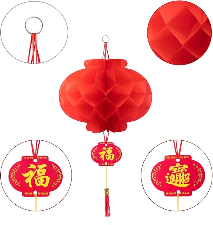 10 Inch Red Paper Lanterns Chinese Lanterns Festival Decorations for Home, Wedding and Restaurant(Set of 10)