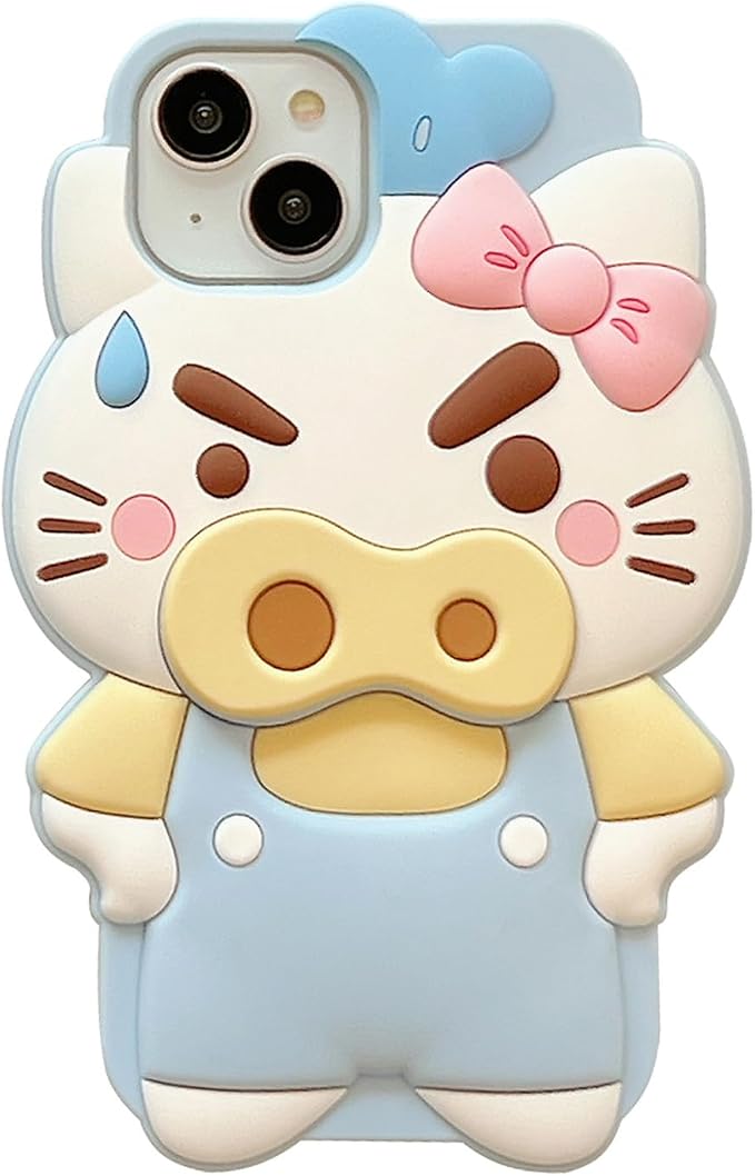 Kawaii Phone Case for iPhone 12 Cute Funny 3D Cartoon Pigcat Silicone Protective Case Cover for Women & Girl