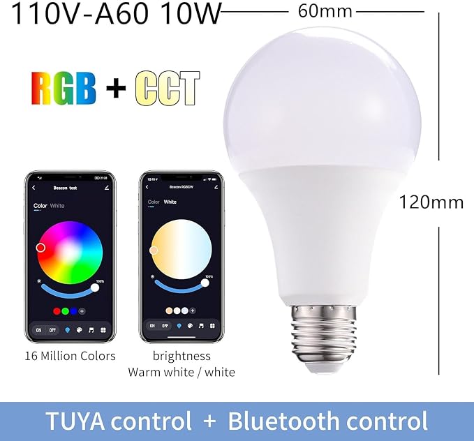 Smart Light Bulbs,WiFi & Bluetooth LED Light Bulb that Compatible with Alexa & Google Home, Color Changing Light Bulb, 9W A19 E26 2.4Ghz WiFi Light Bulbs 60 watt Equivalent,