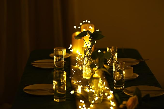 Dailyart 6feet 120 LED Starry Lights, Battery Operated Waterproof Dark Green Copper Wire Fairy Light String Light for Garland, Wreath, Patio, Garden, Wedding, Party, Xmas