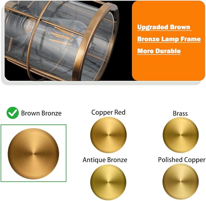 Brass Gold Pendant Light Fixture Set of 2, Modern Pendant Lights Kitchen Island over Sink, Cylinder Bathroom Light Fixture with Clear Glass, Farmhouse Hanging Light Fixture with Adjustable Cord