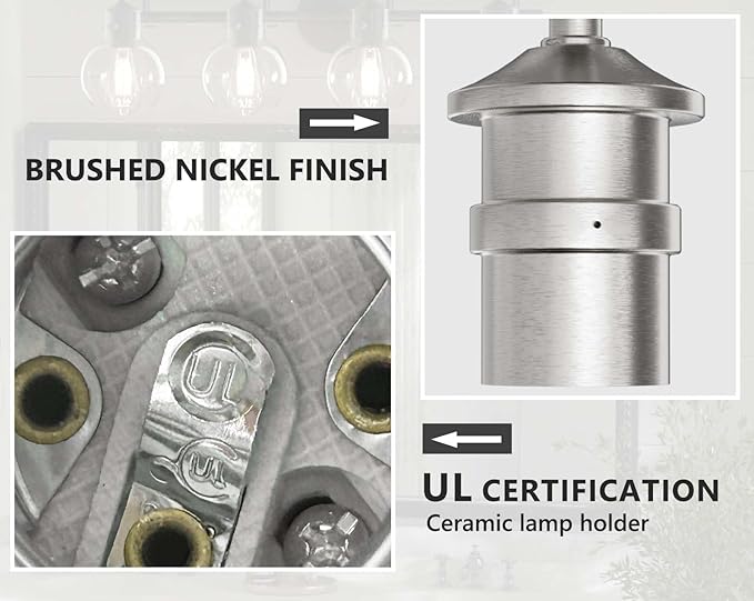 Bathroom Light Fixtures Brushed Nickel 3 Light Bathroom Lights Over Mirror with Clear Glass Shade Brushed Nickel Modern Wall Sconces Vanity Light for Bathroom UL Listed