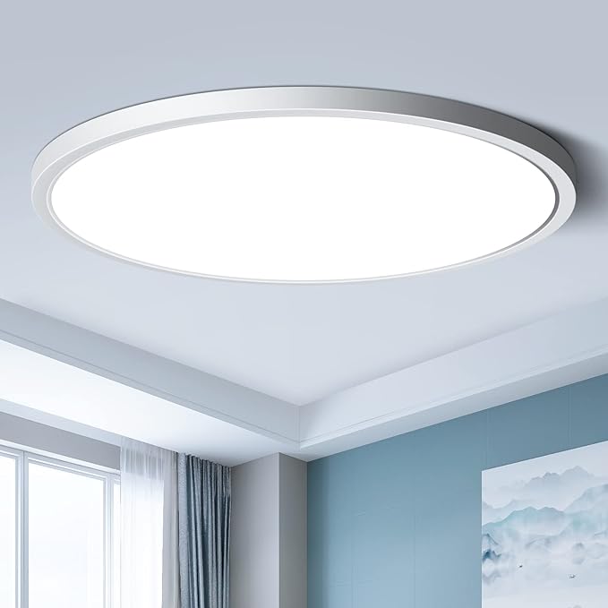 LEDLightsWorld LED Ceiling Light Flush Mount, 12inch 24W 6000K Cold White Ceiling Light, 3200LM Bright Round Lighting Fixtures, Flat Slim Ceiling Lights for Bedroom Kitchen Living Room Stairwell