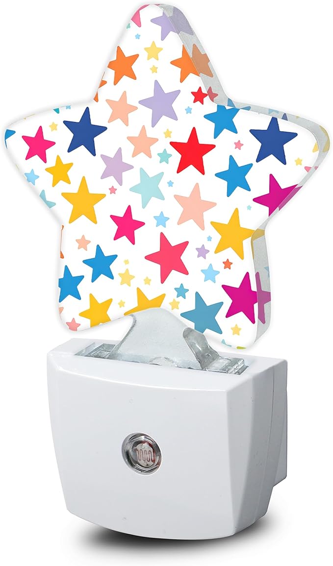 Colorful Stars Night Lights Plug Into Wall,Rainbow Star Star Night Light for Kids,Nightlight with Dusk to Dawn Smart Sensor for Bedroom Bathroom Decor,Children Women Men Gift
