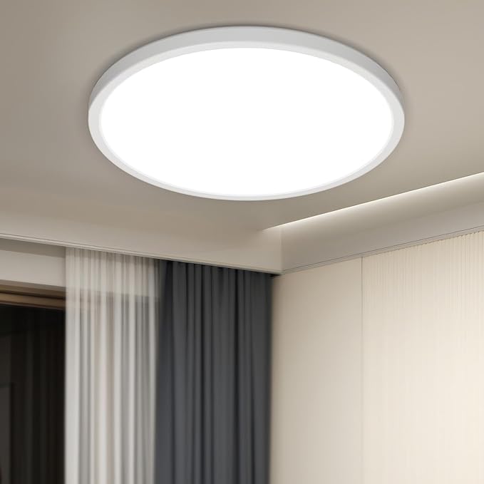 1Pack LED Flush Mount Ceiling Light Fixture, 9 Inch Light Fixture, 3000K-4000K-6500K Round Flat Bedroom Lights, Closet Round Surface for Bathroom Laundry Bedroom Hallway