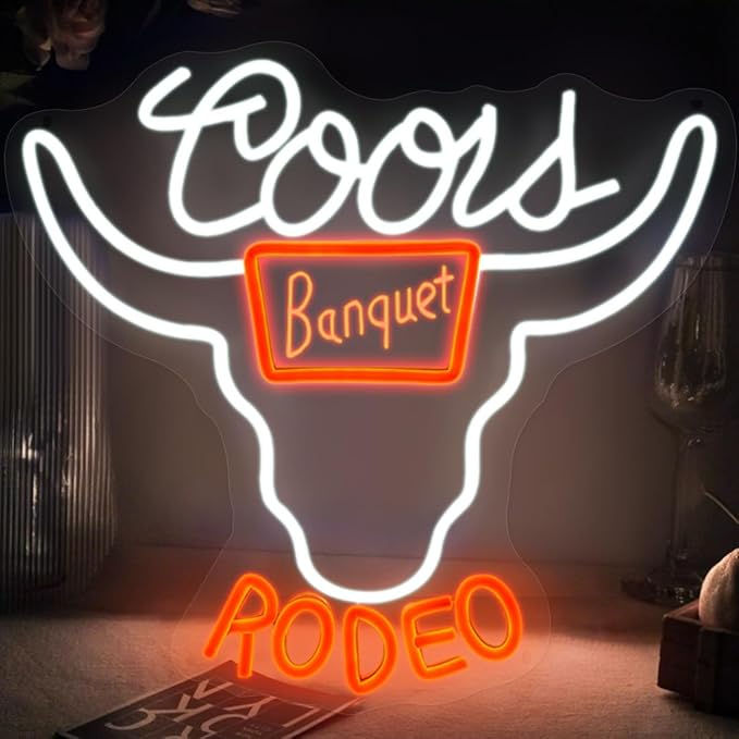 Beer Neon Sign Bar Sign, Western Decor Cowboy LED Neon Sign with Dimmable Switch & USB Power, LED Neon Signs for Man Cave Wall Decor, Perfect for Christmas Birthday Party Gift (14.6 X 13.4 inch)