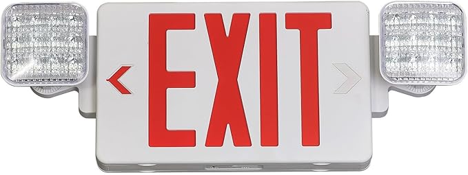 GZRUIYANG Exit Sign with Emergency Lights Red, LED Emergency Exit Light with Battery Backup, UL 924 Certified, AC 120/277V, Commercial Emergency Lights Combo for Business - 1 Pack