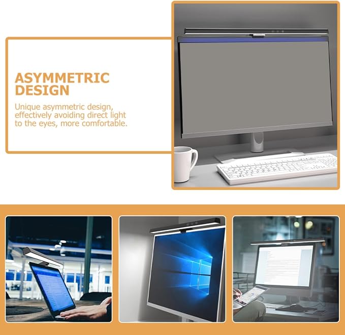 LED Computer Monitor Lamp Bar with Eye Protection and Asymmetric Design, Adjustable 3000k-6500k Color Temperature Screen Light for Multi-Scene Use, USB Powered 5w Black Monitor