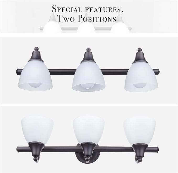 Globe Electric 51227 Jayden 5-Piece All-In-One Bathroom Set, Oil Rubbed Bronze, 3-Light Vanity Light with Frosted Glass Shades, Towel Bar, Toilet Paper Holder, Towel Ring, Robe Hook, Bulb Not Included