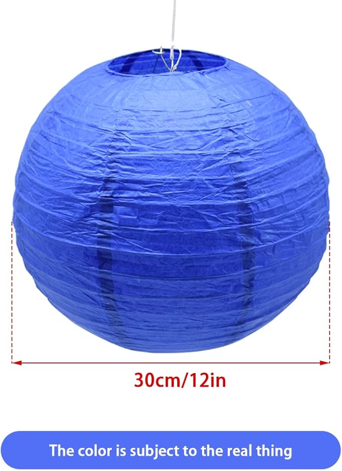 3pcs Paper Lanterns Decorative Round Chinese Paper Lanterns for Birthday Halloween Wedding Baby Bridal Shower Home Decor Party Decoration (12in/Jewel Blue)