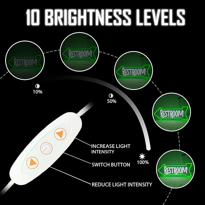 Restroom Neon Sign Toilet Neon Signs for Wall Decor Bathroom Led Light Sign for Home Hotel Business Pub Club Left Arrow Restroom Light Up Sign Decoration