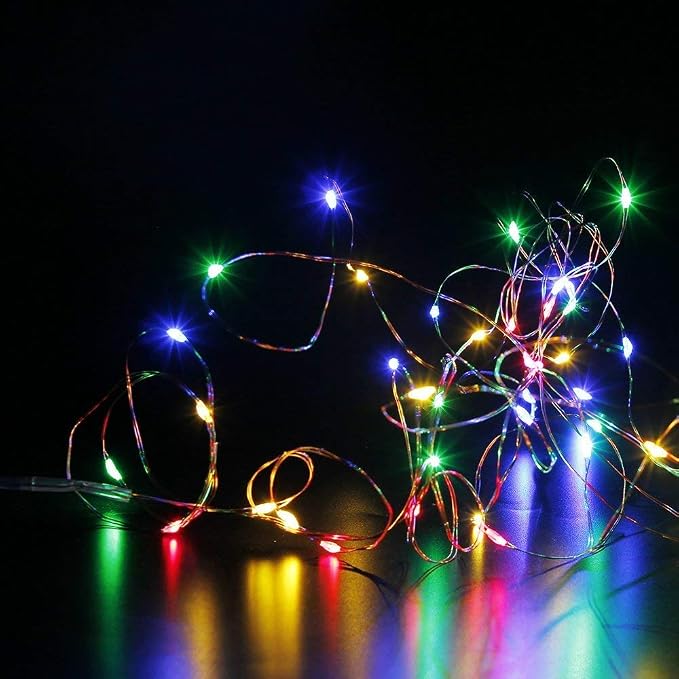 6 Pack LED Fairy Lights Battery Operated 20FT 60 LEDs Silver Wire String Lights Twinkle Lights Starry Fairy Lights for Bedroom Christmas Wedding Party Indoor Outdoor Decorations, Multicolor