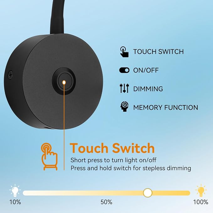 12V LED Reading Light RV Bedside Dimmable Reading Light with USB Charging Port 12 Volt Flexible Gooseneck Lamp for RV Boat Camper Van Travel Trailer Interior Lighting, 2 Pack