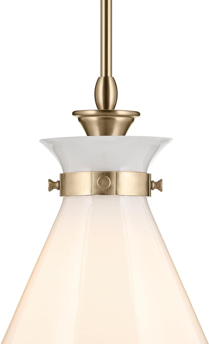 Kichler Laria Pendant Light, Opal Glass, Champagne Bronze | Updated traditional pendant light for islands and dining rooms (19.75" x 16"), 52775CPZ