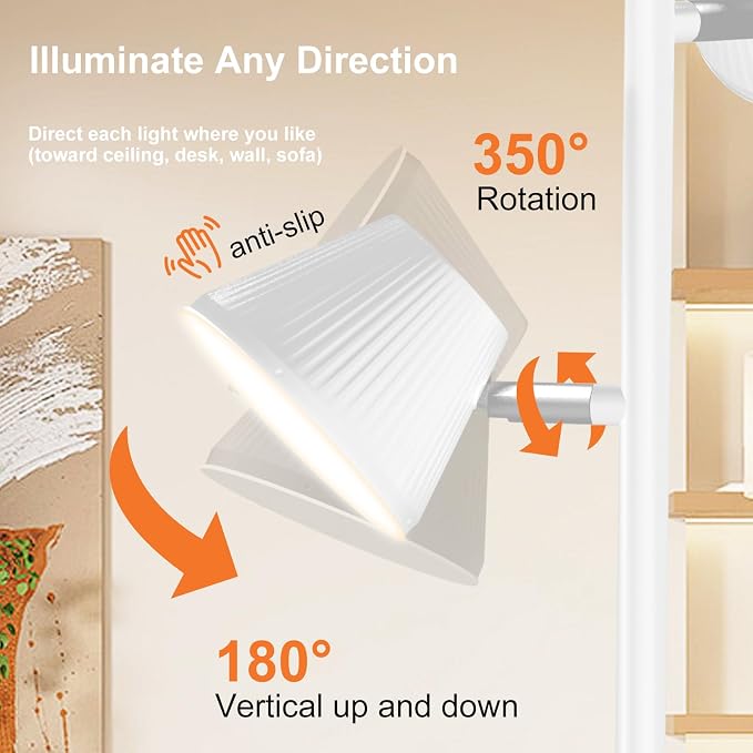42W Tree Floor Lamp, Super Bright LED Standing Lamp with Remote, Modern Dimmable Floor Lamps,Individual Control, Rotable Head LED Lamp for Living Room Bedroom Office,White