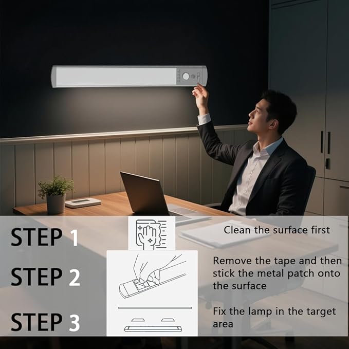 2 Pack Motion Sensor Under Cabinet Lights, 66 LED Rechargeable Closet Light with 3 Color Temps & Stepless Dimming, 2200mAh High Capacity Wireless Magnetic Light for Kitchen, Pantry, Wardrobe