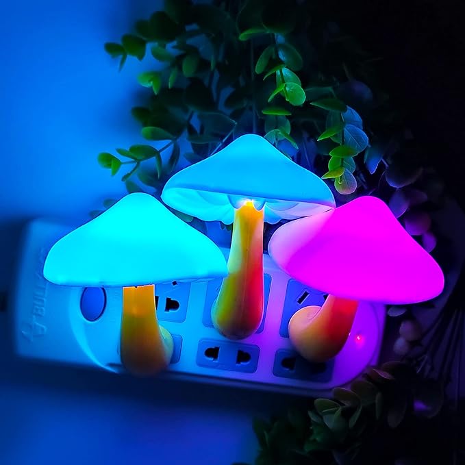 AUSAYE Sensor LED Night Light Plug in Lamp Mushroom Night Light 7-Color Changing Magic Pretty Mushroom-Shaped Night Lights for Adults Kids NightLight | 7-Color Changing Plug in Lamp, Magic Pretty Mushroom-Shaped Night Lights for Adults Kids NightLight