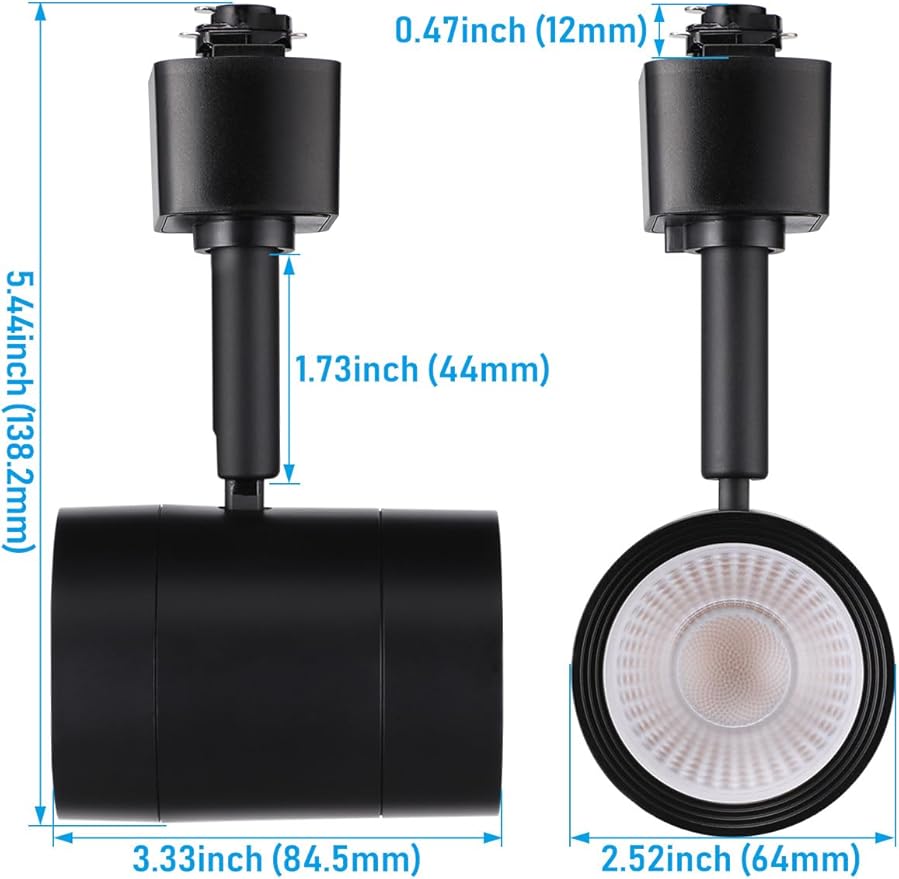 LEONLITE Small Space Series 8.5W LED H Track Lighting Heads, ETL Listed, Dimmable H Track Light Heads for Store Shop Cafe, CRI90, H Track Lighting, 2700K Soft White, Matte Black, Pack of 4