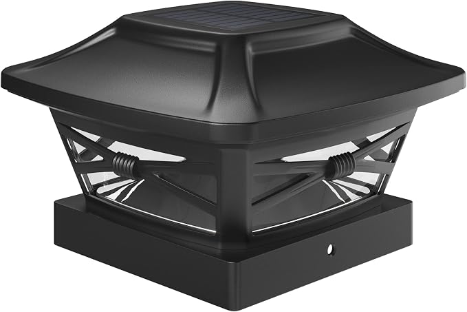 Renaissance Solar Outdoor Post Cap Lights - Includes Bases for 4x4 5x5 6x6 Posts - Bright LED Light - Slate Black (1 Pack) | Slate Black, fence/deck/garden/patio posts, UV fade-protected plastic, auto-on, 7-8h runtime, cordless, IP44, 25lm warm white