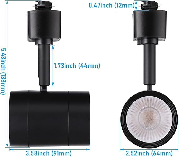 LEONLITE Small Space Series 8.5W LED H Track Lighting Heads, ETL Listed, Dimmable H Track Light Heads for Store Shop Cafe, CRI90, H Track Lighting, 5CCT, Matte Black, Pack of 4